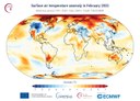 Copernicus: third-warmest February globally